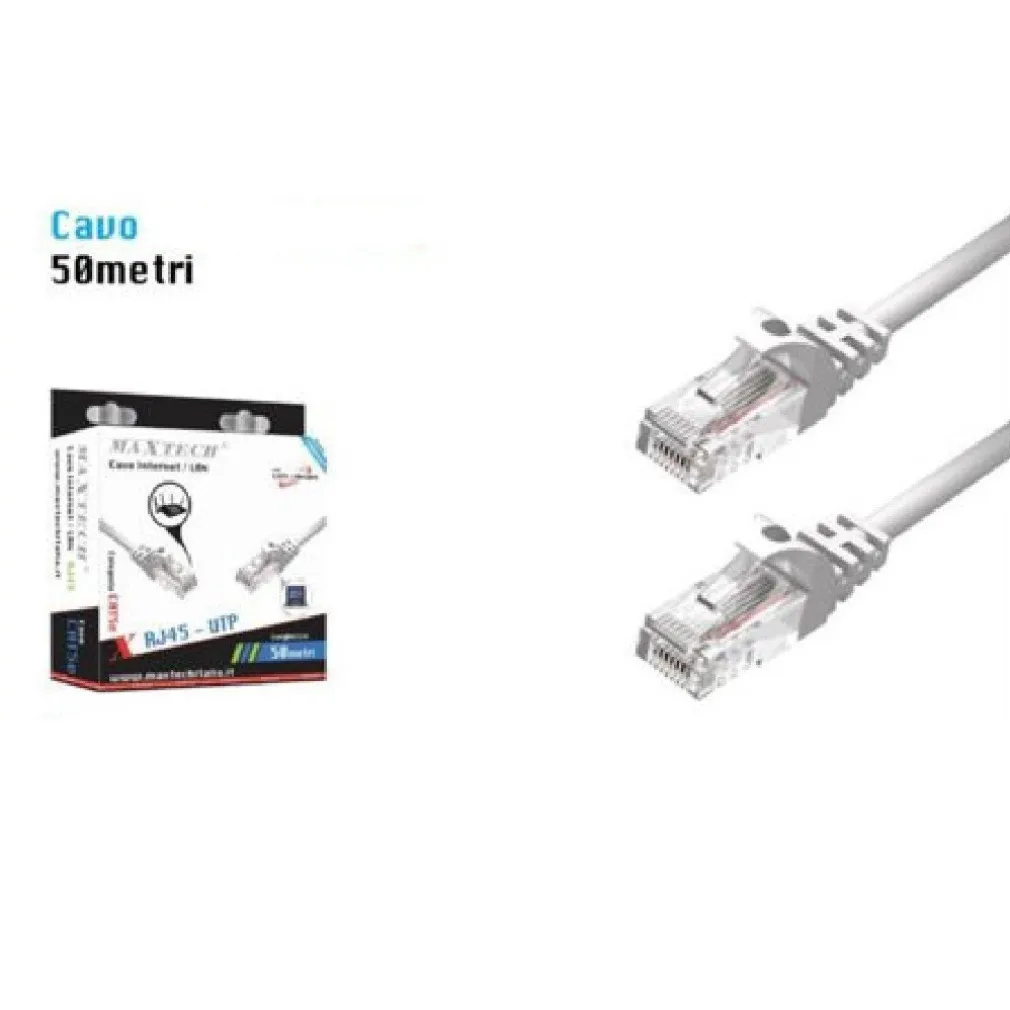 PROLUNGA CAVI ETHERNET RETE LAN PER INTERNET RJ45 CAT5 50MT MAXTECH CAT5-LAN50M