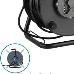 PROLUNGA ELETTRICA CAVO 50 MT AVVOLGICAVO E 4 PRESE SCHUKO POLIVALENTI SPINA 16A