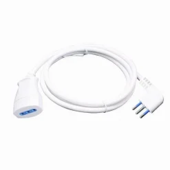 PROLUNGA LINEARE BIANCA DA 3 MT SPINA 10A 2P+T + PRESA 10A 2P+T CAVO 90° 83270
