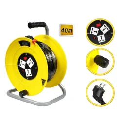 PROLUNGA TAMBURO CON AVVOLGICAVO 3 PRESE EUROPEE 40 METRI SCHUKO 16A AVVOLGI CAVO