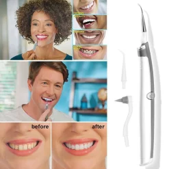 PULIZIA DENTI AD ULTRASUONI CON LED A BATTERIE RIMOZIONE TARTARO PLACCA MACCHIE