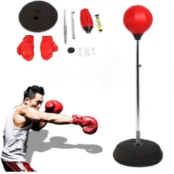 PUNCHING BALL BOXE PALLA BASE ALTO 1,2MT CON GUANTI GUANTONI ADULTI ADOLESCENTI
