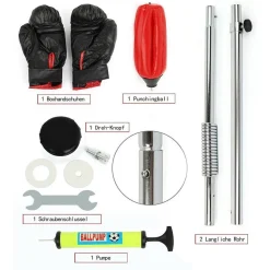 PUNCHING BALL BOXE PALLA BASE ALTO 1,2MT CON GUANTI GUANTONI ADULTI ADOLESCENTI