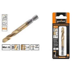 PUNTA PER TRAPANO M8X1.25MM IN TITANIO HSS CON FILETTATURA METRICA METALLO 57213