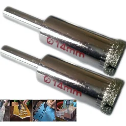 PUNTA TRAPANO DIAMANTATA PER PIASTRELLE PORCELLANA VETRO CERAMICA MARMO ø 14mm