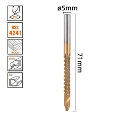 PUNTA TRAPANO ELICOIDALE Ø5MM X 71MM IN TITANIO HSS 4241 PER METALLO LEGNO 57149