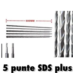 Punte giganti 600mm SDS Plus set 5 pezzi per muro cemento calcestruzzo
