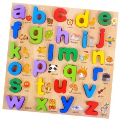 PUZZLE ALFABETO 3D GIOCATTOLO EDUCATIVO BAMBINI PUZZLE LETTERE LEGNO MINUSCOLE
