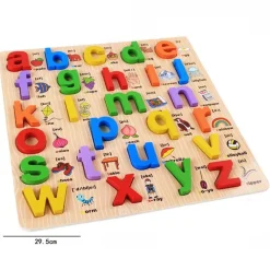 PUZZLE ALFABETO 3D GIOCATTOLO EDUCATIVO BAMBINI PUZZLE LETTERE LEGNO MINUSCOLE