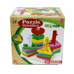 PUZZLE CREATIVO IN LEGNO GIOCATTOLO GIOCO EDUCATIVO PER BAMBINI FORME COLORATE