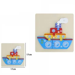 PUZZLE 3D BLOCCHI LEGNO FORMA DI NAVE EDUCATIVO COLORATO GIOCO BAMBINI BARCA