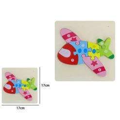 PUZZLE 3D BLOCCHI LEGNO FORMA AEREO EDUCATIVO COLORATO GIOCO BAMBINI AEREOPLANO