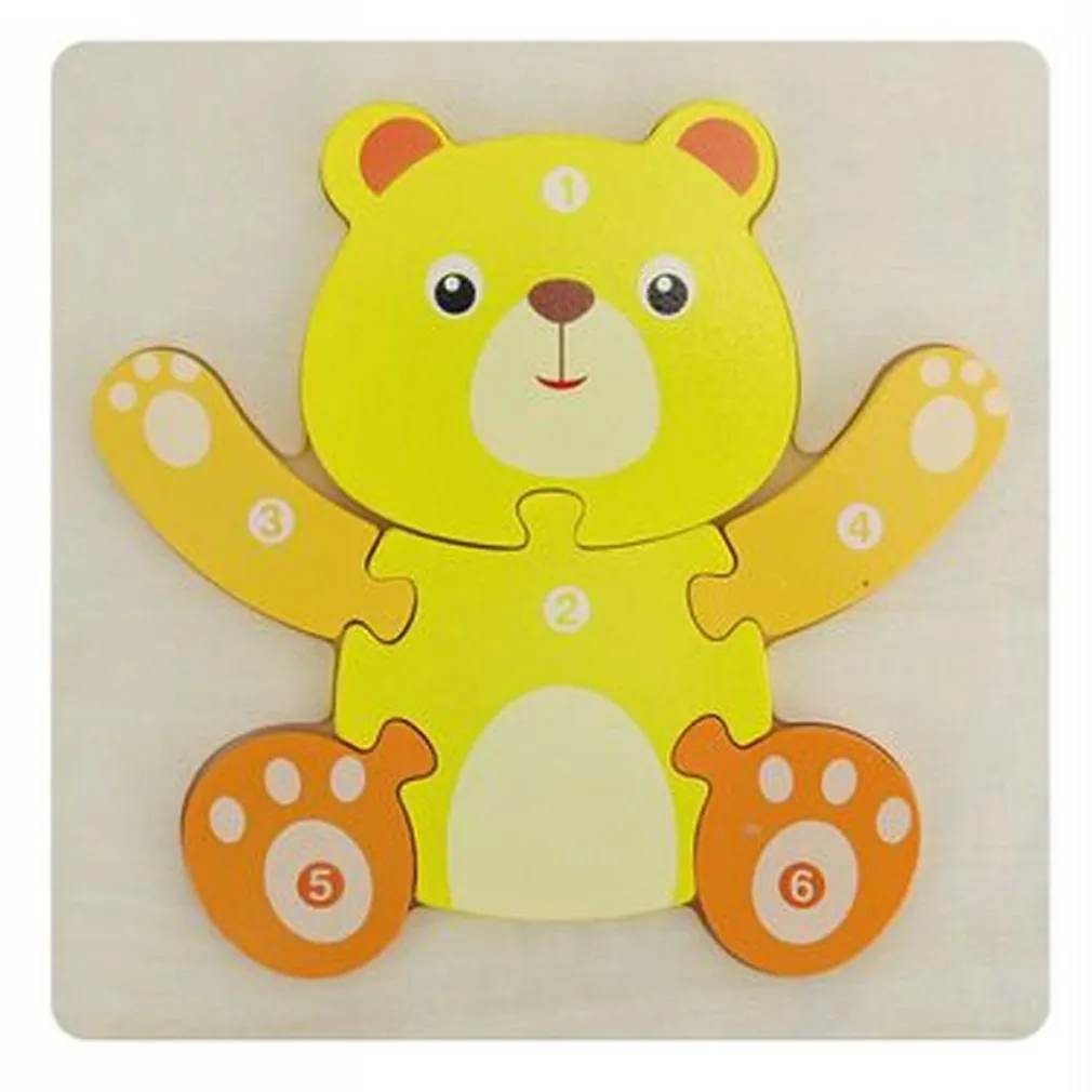 PUZZLE 3D BLOCCHI LEGNO FORMA DI ORSO EDUCATIVO COLORATO GIOCO BAMBINI ANIMALI
