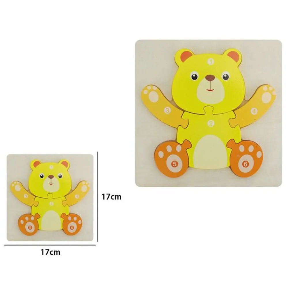 PUZZLE 3D BLOCCHI LEGNO FORMA DI ORSO EDUCATIVO COLORATO GIOCO BAMBINI ANIMALI