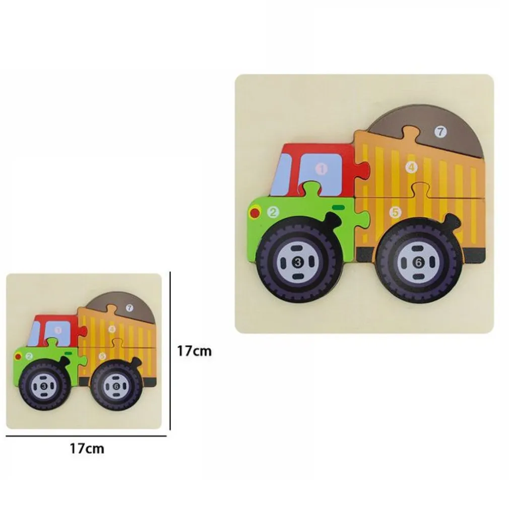 PUZZLE 3D BLOCCHI LEGNO FORMA DI CAMION EDUCATIVO COLORATO GIOCO BAMBINI ANIMALI