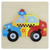 PUZZLE 3D BLOCCHI LEGNO FORMA MACCHINA POLIZIA EDUCATIVO COLORATO GIOCO BAMBINI