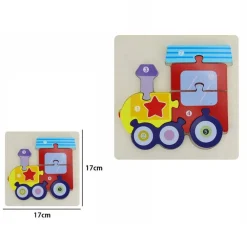 PUZZLE 3D BLOCCHI LEGNO FORMA DI TRENO EDUCATIVO COLORATO GIOCO BAMBINI TRENINO