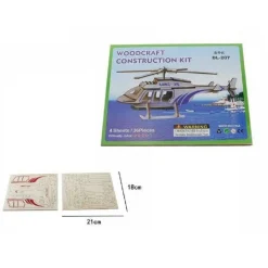 PUZZLE 3D LEGNO ELICOTTERO MODELLINO MODELLISMO COLLEZIONE GIOCO BAMBINI 07337