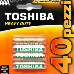 40PZ BATTERIE MINI STILO AAA PILE ALKALINE CONFEZIONE RISPARMIO TOSHIBA R6 1.5 V