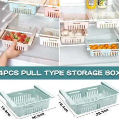 4PZ CASSETTO A MORSETTI PER FRIGORIFERO FACILE DA APPENDERE CESTINO CONTENITORE