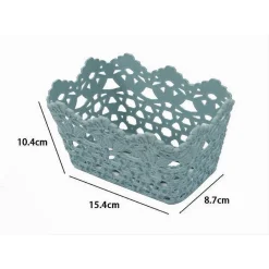 3PZ CESTINO PORTATUTTO OGGETTI CESTO PLASTICA RETTANGOLARE 15.4X10.4X8.7CM 79470