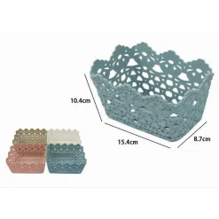 3PZ CESTINO PORTATUTTO OGGETTI CESTO PLASTICA RETTANGOLARE 15.4X10.4X8.7CM 79470