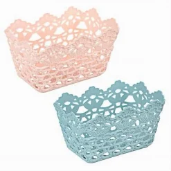 3PZ CESTINO PORTATUTTO OGGETTI CESTO PLASTICA RETTANGOLARE 15.4X10.4X8.7CM 79470