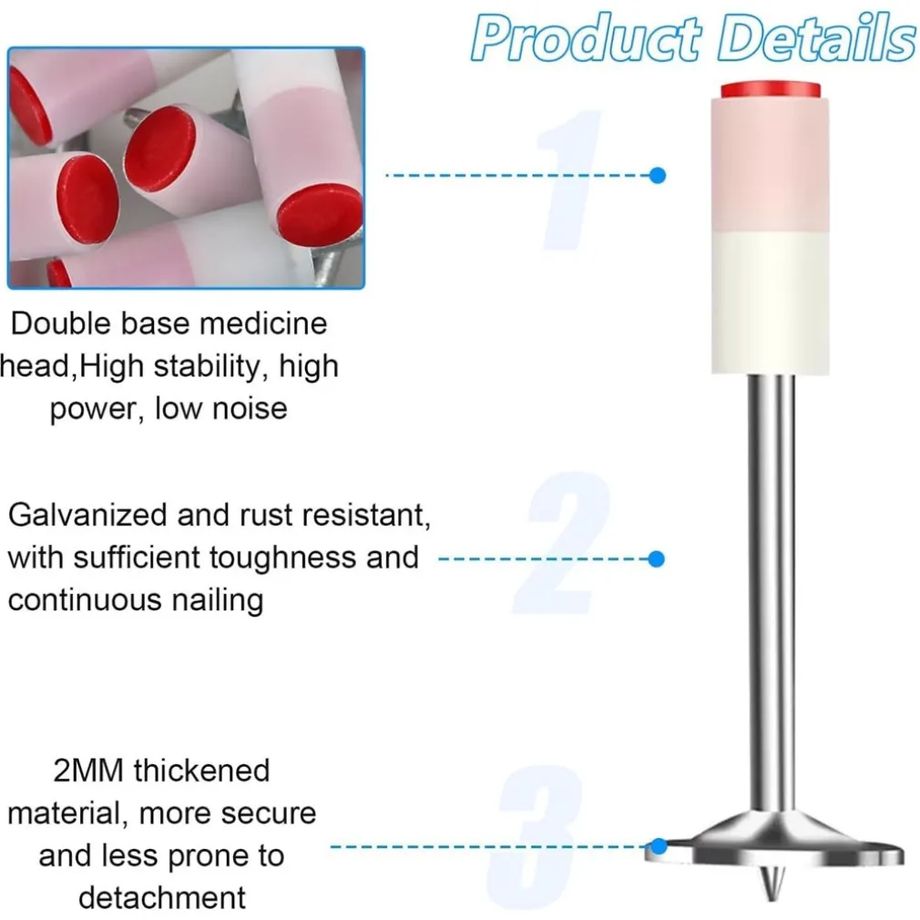 100PZ CHIODI PER PISTOLA SPARACHIODI RIVETTI STRUMENTO FISSAGGIO PER CEMENTO FERRO