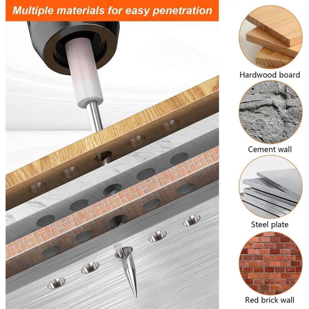 100PZ CHIODI PER PISTOLA SPARACHIODI RIVETTI STRUMENTO FISSAGGIO PER CEMENTO FERRO