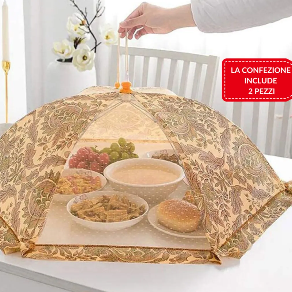 2PZ COPERTURA PIEGHEVOLE TENDA A RETE ANTI POLVERE INSETTI PER ALIMENTARI 60 CM