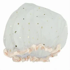 2PZ CUFFIA DOCCIA BAGNO ELASTICO BORDINO ROSA CHIARO STELLE PROTEGGE CAPELLI 79609