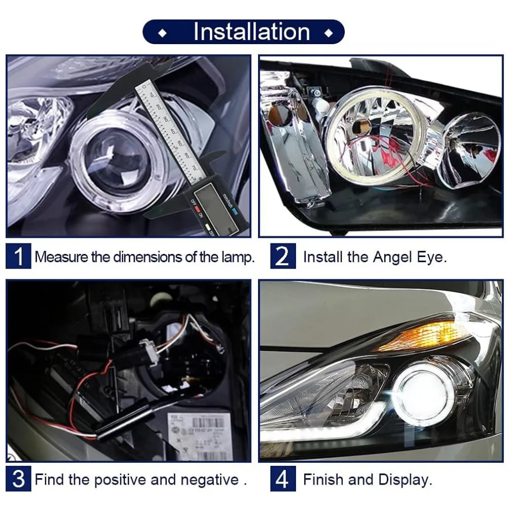 2PZ LUCI LED PER AUTO FARI LAMPADINE 60MM OCCHIO D'ANGELO 12 VOLT MAXTECH EYE-01