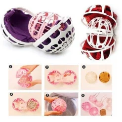 2PZ PALLE SALVA PROTEGGI REGGISENO PLASTICA DOPPIA PALLA LAVATRICE BUCATO LAVAGGIO