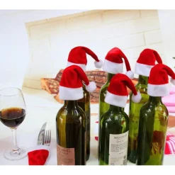10PZ PORTAPOSATE FORMA CAPPELLO NATALE PER DECORAZIONE CUCINA TAVOLO BOTTIGLIA VINO ROSSO