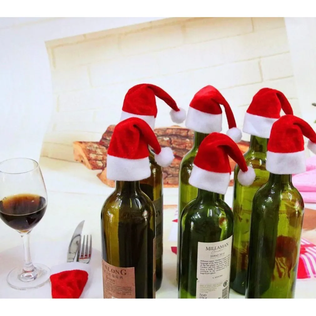 10PZ PORTAPOSATE FORMA CAPPELLO NATALE PER DECORAZIONE CUCINA TAVOLO BOTTIGLIA VINO ROSSO