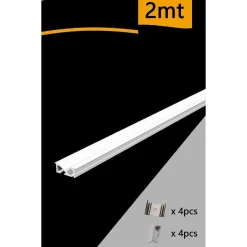 10PZ PROFILO IN ALLUMINIO A PLAFONE SEZIONABILE 2MT PER STRISCIA STRIP LED AL-21