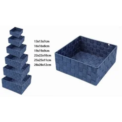 6PZ SCATOLA IN TESSUTO CONTENITORI ORGANIZER BAGNO ARMADI PORTAOGGETTI BLU 79076