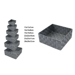 6PZ SCATOLA IN TESSUTO CONTENITORI ORGANIZER BAGNO ARMADIO CASSETTI GRIGIO 79151