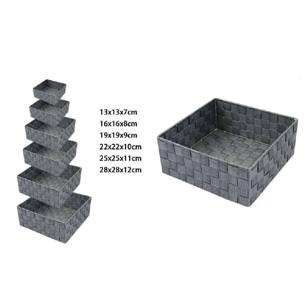 6PZ SCATOLA IN TESSUTO CONTENITORI ORGANIZER BAGNO ARMADIO CASSETTI GRIGIO 79151