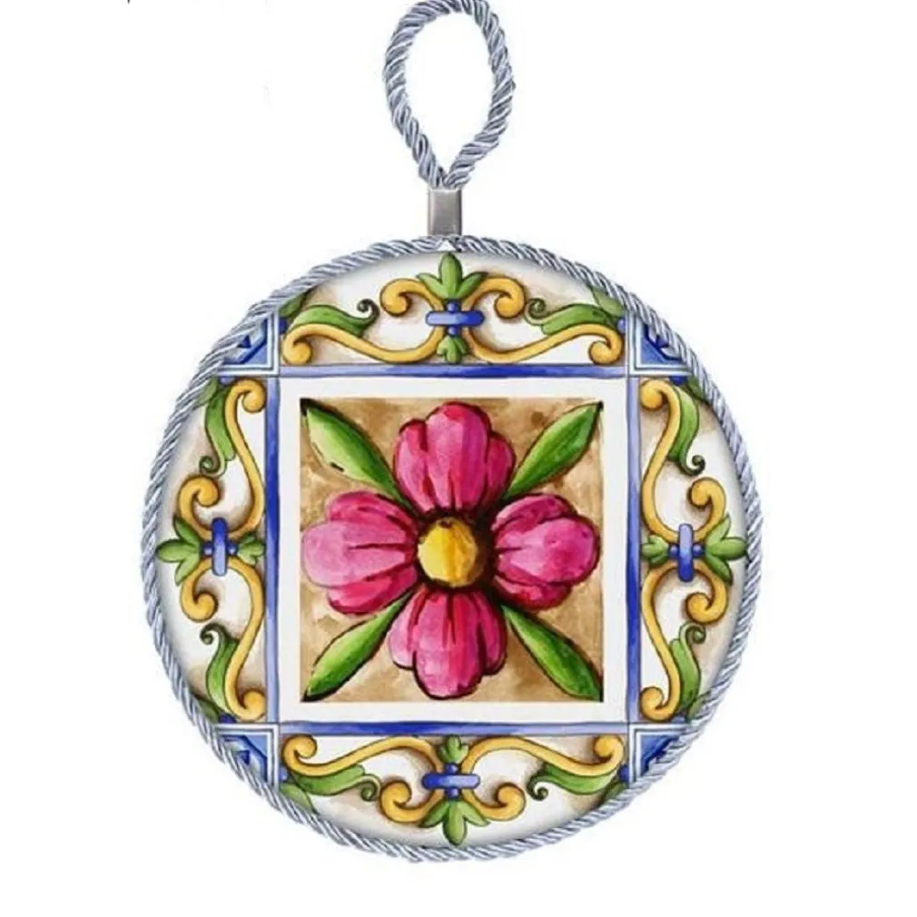 QUADRETTO PIASTRELLA ORNAMENTALE IN CERAMICA 11 CM TERRA E SOLE 6 DECORI 828911