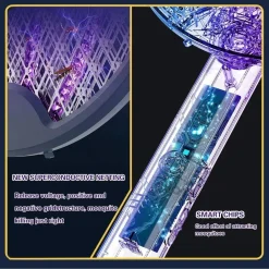 RACCHETTA ELETTRICA PIEGHEVOLE RICARICABILE TRAPPOLA ZANZARA INSETTI 4 IN 1 CON LUCE UV