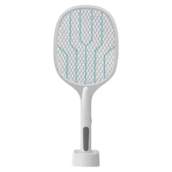 RACCHETTA PER ZANZARE MOSCHE INSETTI RICARICABILE CON BASE LUCE UV ANTIZANZARA