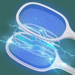 RACCHETTA PER ZANZARE MOSCHE INSETTI RICARICABILE CON BASE LUCE UV ANTIZANZARA