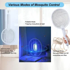 RACCHETTA ZANZARE ELETTRICA LAMPADA ANTIZANZARE 2 IN 1 RICARICABILE UV INSETTI