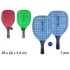 RACCHETTE COLORATE RETTANGOLARI 3PZ SPIAGGIA MARE TENNIS BEACH 38X20X0,6CM 186207