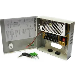 RACK BOX ALIMENTATORE STABILIZZATO 4 USCITE CANALI CENTRALINA TELECAMERA DC CCTV
