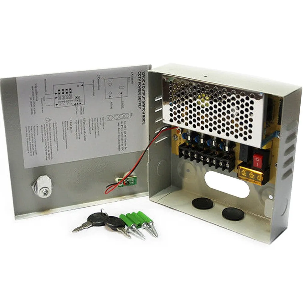 RACK BOX ALIMENTATORE STABILIZZATO 4 USCITE CANALI CENTRALINA TELECAMERA DC CCTV