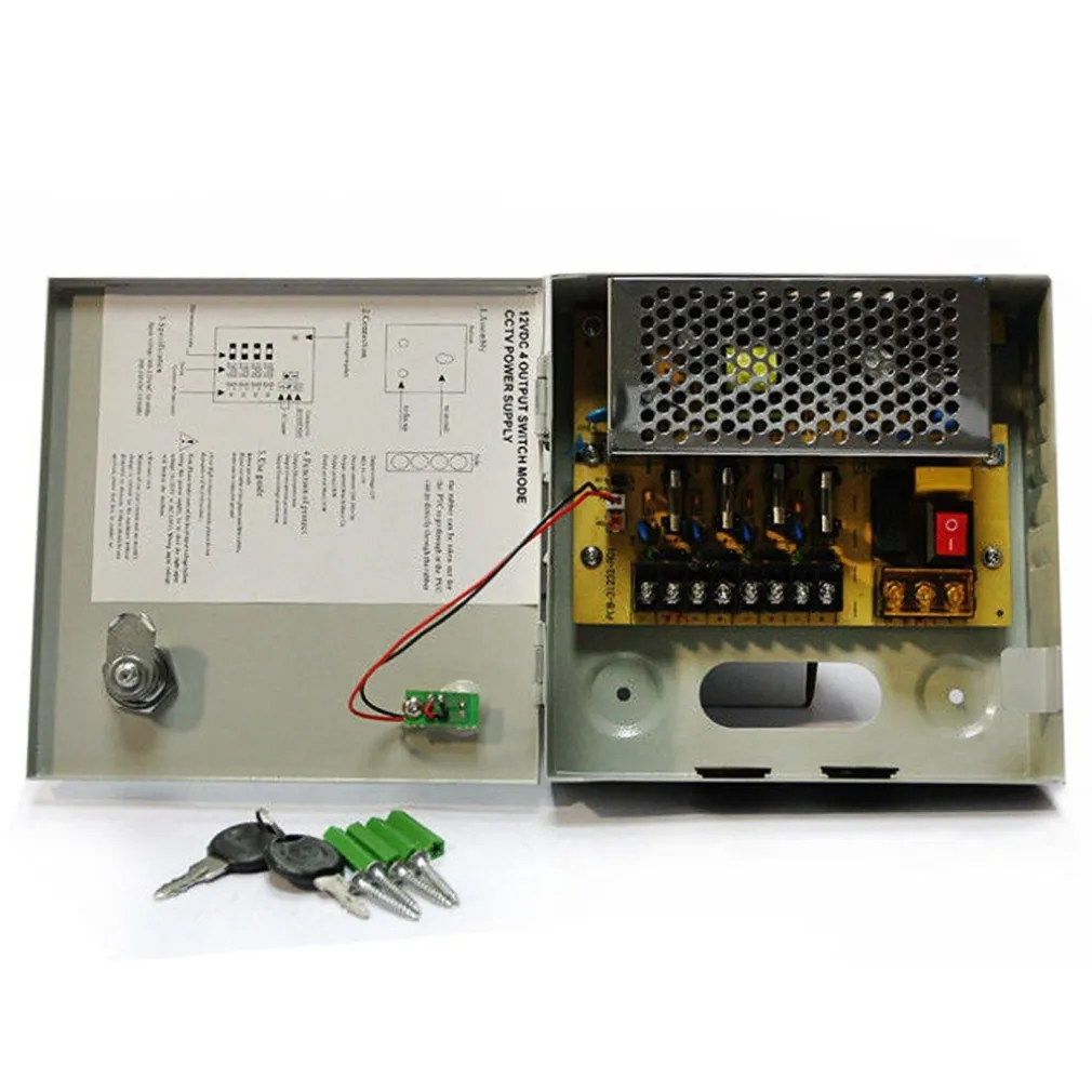 RACK BOX ALIMENTATORE STABILIZZATO 4 USCITE CANALI CENTRALINA TELECAMERA DC CCTV