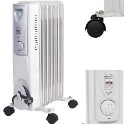 RADIATORE ELETTRICO AD OLIO 9 ELEMENTI CON ROTELLE DA 2000W BASSO CONSUMO STUFA