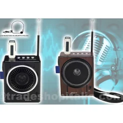 RADIO FM KARAOKE USB CASSA SPEAKER MP3 SD RICARICABILE CON TORCIA E MICROFONO